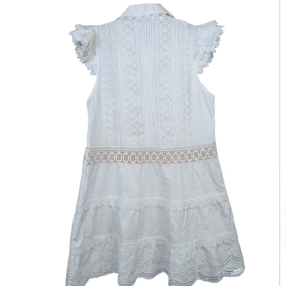 NEW..Alicia + Olivia Meeko Embroidered Eyelet Lace Trim Cotton Minidress.Size 6 - Picture 6 of 10